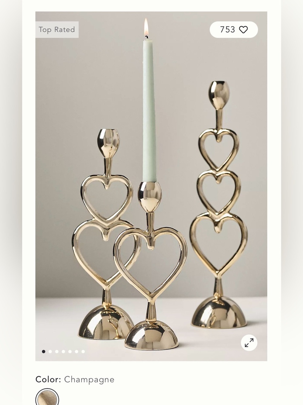 NWT ANTHROPOLOGIE Handcrafted Heart TAPER Candleholder - set of 3